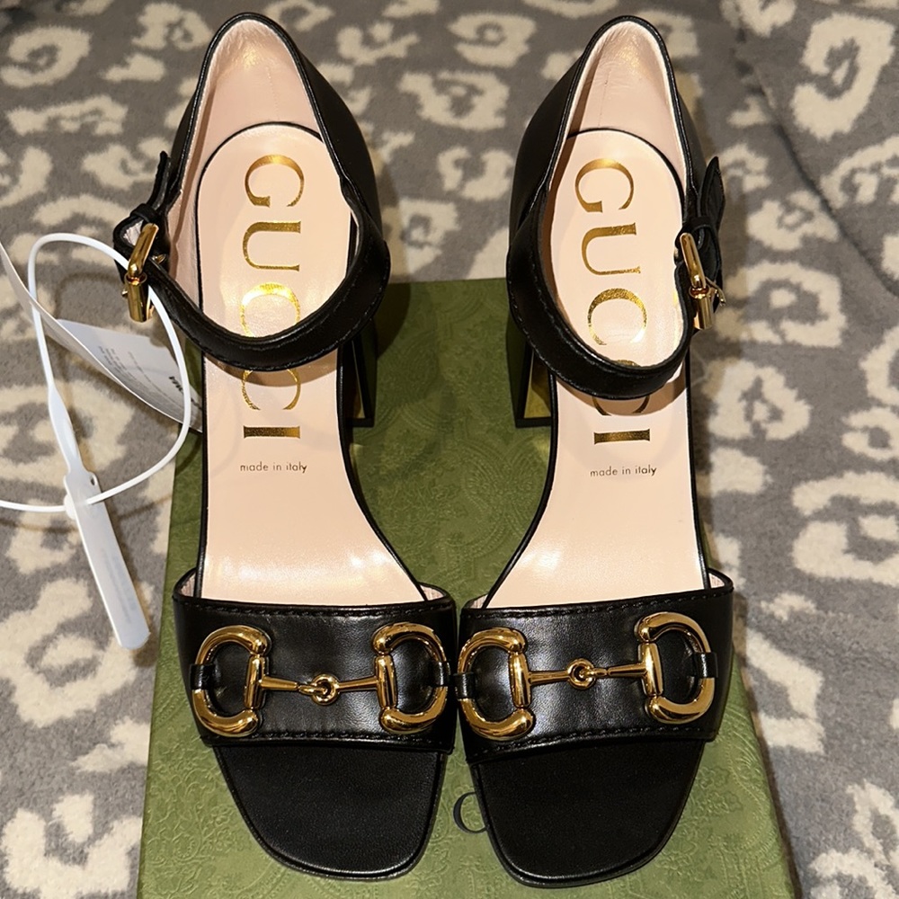 Authentic GUCCI 95mm Baby Leather Sandals W- Horsebit Authentic & NWT - Picture 3 of 17